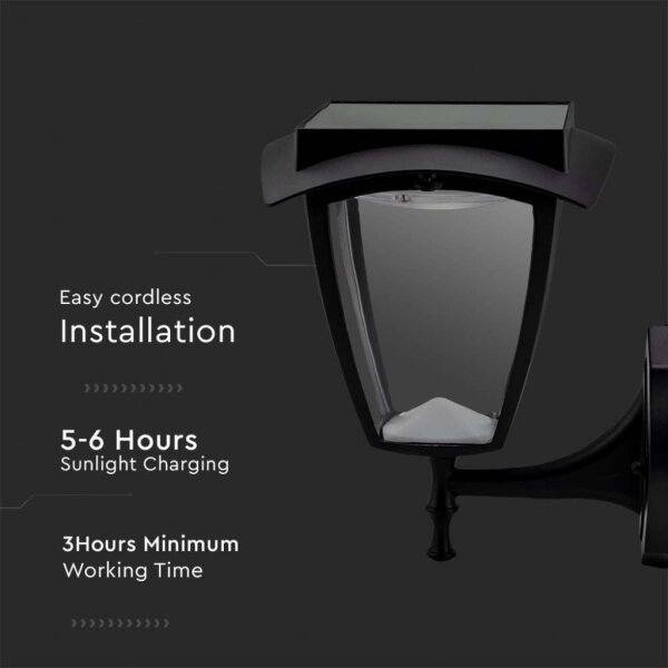 LED Solární nástěnná lampa LED/2W/3,7V 3000/6000K IP65 2200 mAh černá