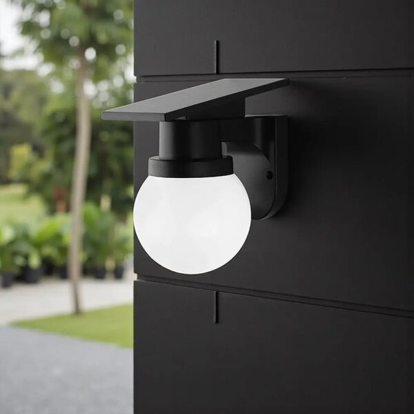 LED Solární nástěnná lampa LED/3,7V 3000/4000/6400K IP54 1800 mAh černá + DO