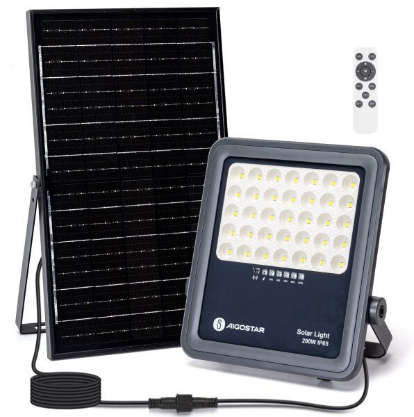 Aigostar - LED Stmívatelný solární reflektor LED/200W/3,4V IP65 + DO