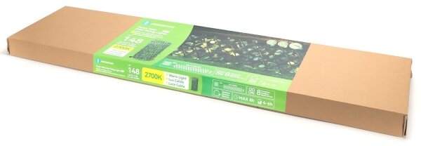 Aigostar - LED Solární řetěz 148xLED/2x1,2m IP65 teplá bílá eukalyptus