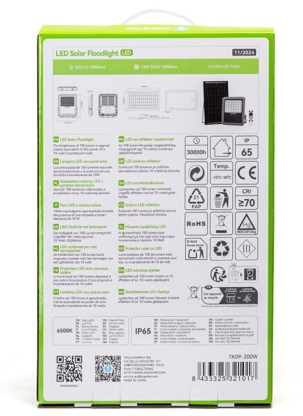 Aigostar - LED Stmívatelný solární reflektor LED/200W/3,4V IP65 + DO