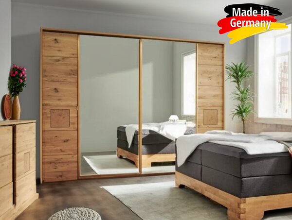 Skříň s posuvnými dveřmi Graz - Divoký dub masiv / zrcadla 286 cm