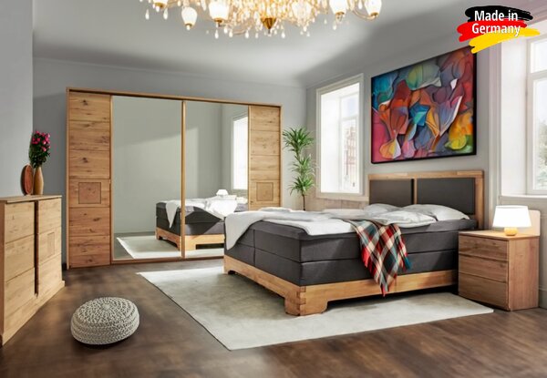Zrcadlová skříň s posuvnými dveřmi Graz - Divoký dub masiv 246 cm