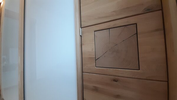 Šatní skříň Graz - Divoký dub masiv / bílé matné sklo 246 cm