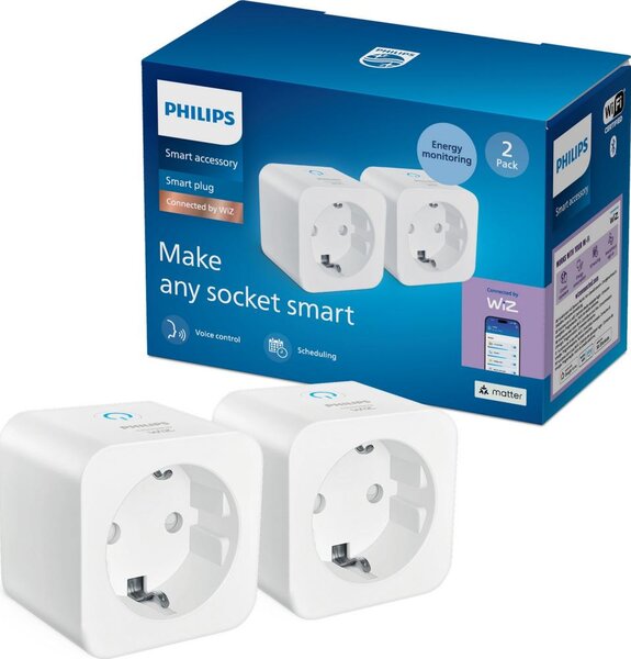 Philips - SADA 2x Chytrá zásuvka SCHUKO 2300W Wi-Fi