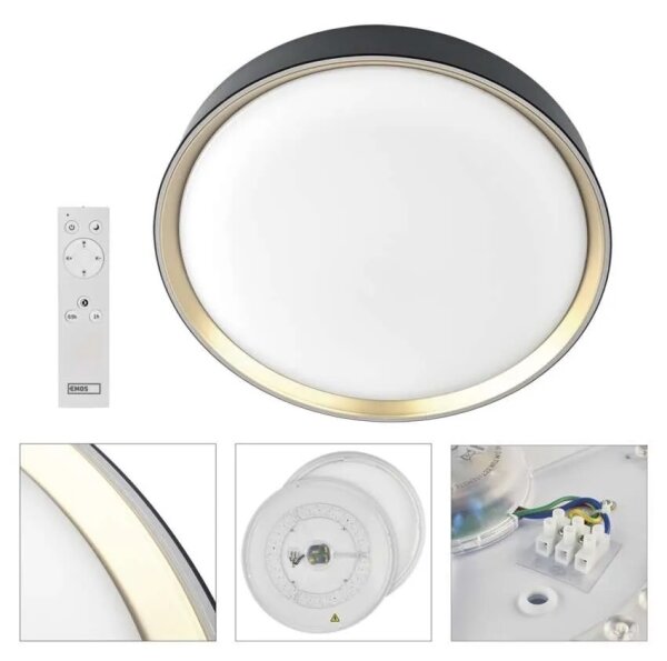 LED Stm stropní svítidlo ILVI LED/30W/230V 2700-6500K pr. 40 cm černá/mosaz+DO