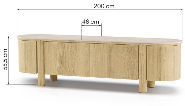 Nova Nook Dubový TV stolek Cecile 200 x 48 cm