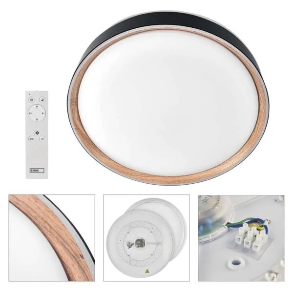 LED Stm stropní svítidlo ILVI LED/45W/230V 2700-6500K pr. 50 cm černá/béžová+DO