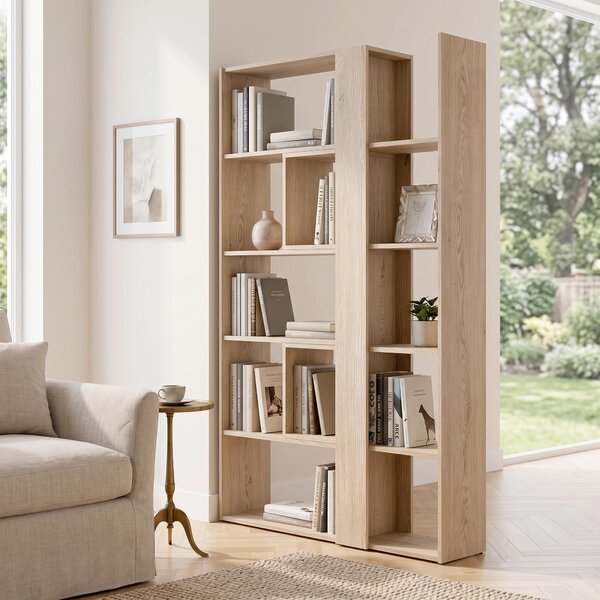 REGÁL, barvy dubu, 82-146/180/35 cm Modern Living - Knihovny