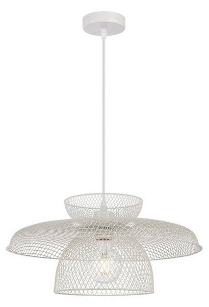 Viokef Závěsné světlo Maronti, bílé, Ø 43 cm, kov, stmívatelný, Bílá / opál, Obývací pokoj / jídelna, kov, Moderní