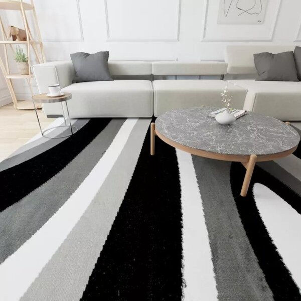 Makro Abra Kusový koberec moderní MAYA Z895A černý šedý Rozměr: 80x150 cm