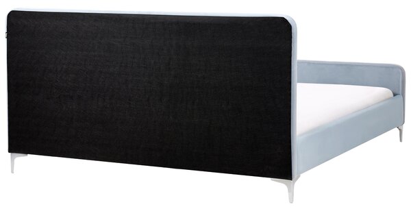 Postel Umělý samet LUNAN 180 x 200 cm Světle modrá
