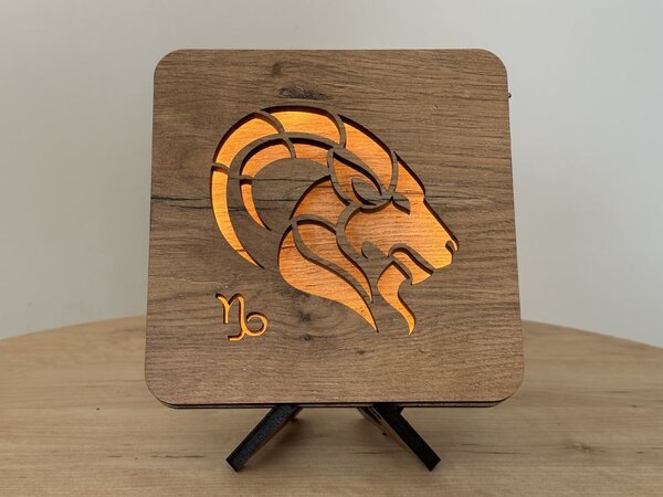 Znamení "Kozoroh" lampa 19x19cm provedení povrchu: dub