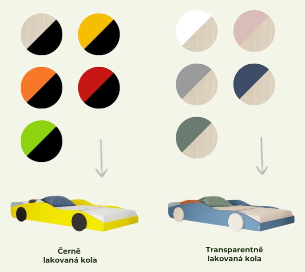 Dětská auto postel ve tvaru sporťáku DRIFTY - Transparentní - černá, 80x160 cm