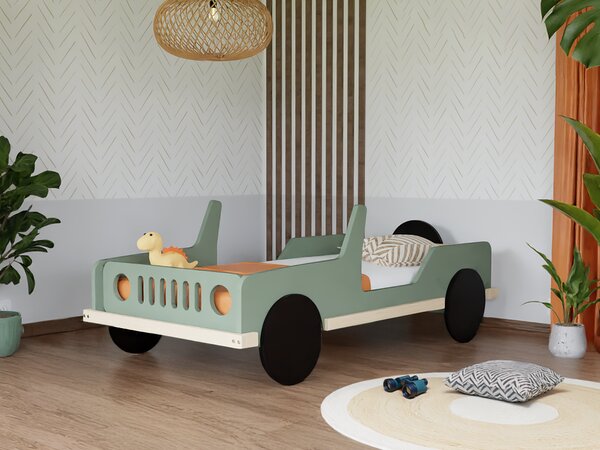 Dětská auto postel ve tvaru JEEPU SAFARI 80x160 cm - Tmavě šedá