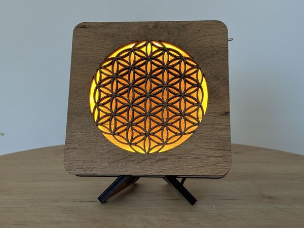 "Květ života" lampa 19x19cm provedení povrchu: dub