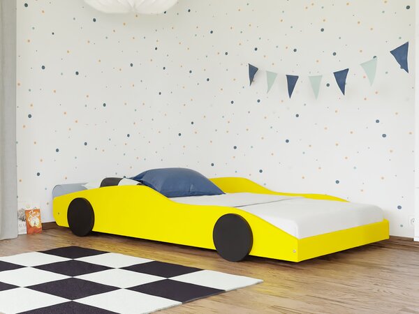 Dětská auto postel ve tvaru sporťáku DRIFTY - Transparentní - černá, 80x160 cm