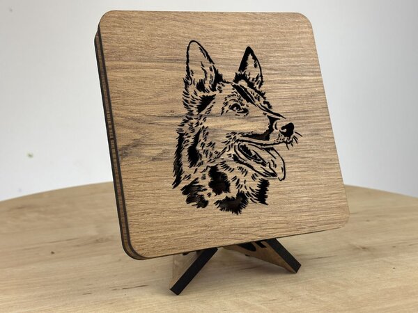 "Německý ovčák" lampa 19x19cm provedení povrchu: dub