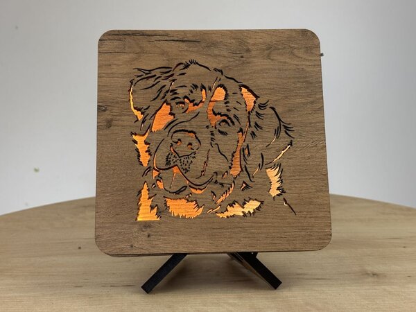 "Bernardýn, Salašnický pes" lampa 19x19cm provedení povrchu: dub