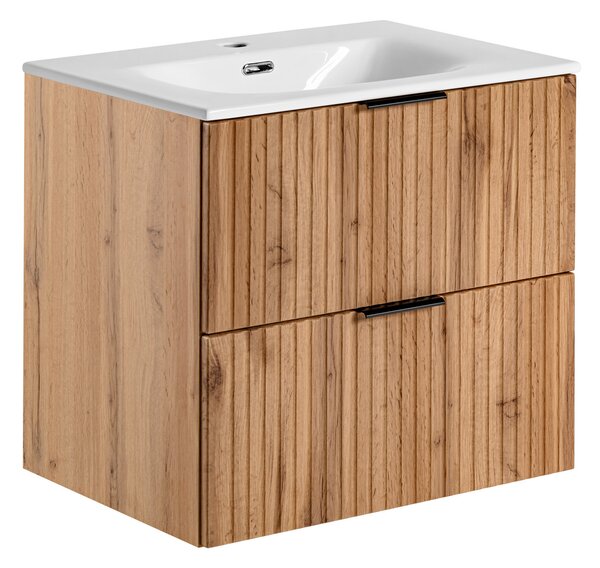 Comad Koupelnová skříňka s keramickým umyvadlem Adel Oak 60 cm - dub wotan