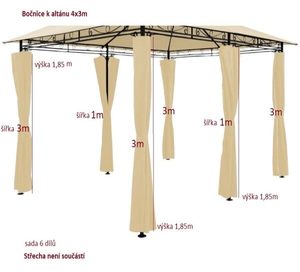 Bočnice k altánu Topas 4x3m hnědá