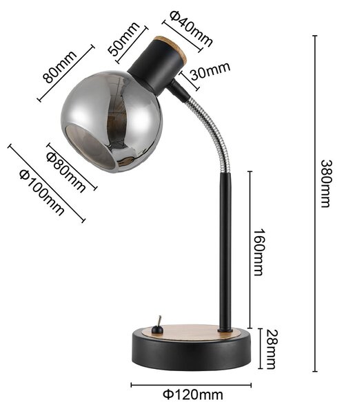 STOLNÍ LAMPA, E14, 12/38 cm Novel - Stolní lampy