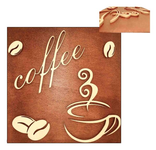 Dekorace "COFFEE" čtverec p/př