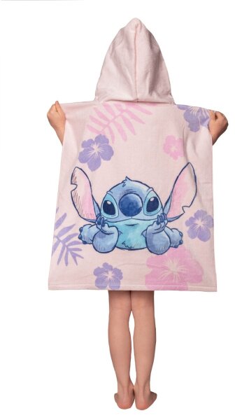 Jerry Fabrics Plážová osuška pončo Lilo a Stitch Pink 50x115 cm