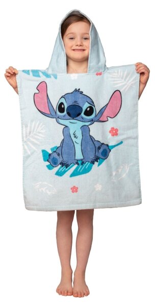 Jerry Fabrics Plážová osuška pončo Lilo and Stitch Blue 50x115 cm