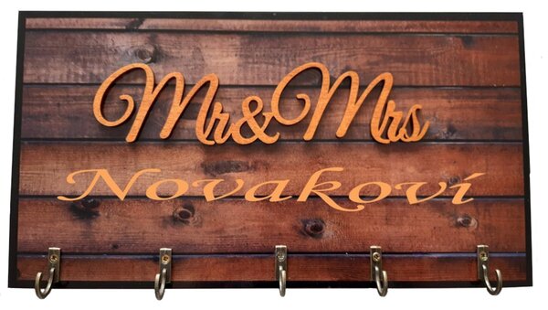 Věšák na klíče Mr & Mrs čislo: 2