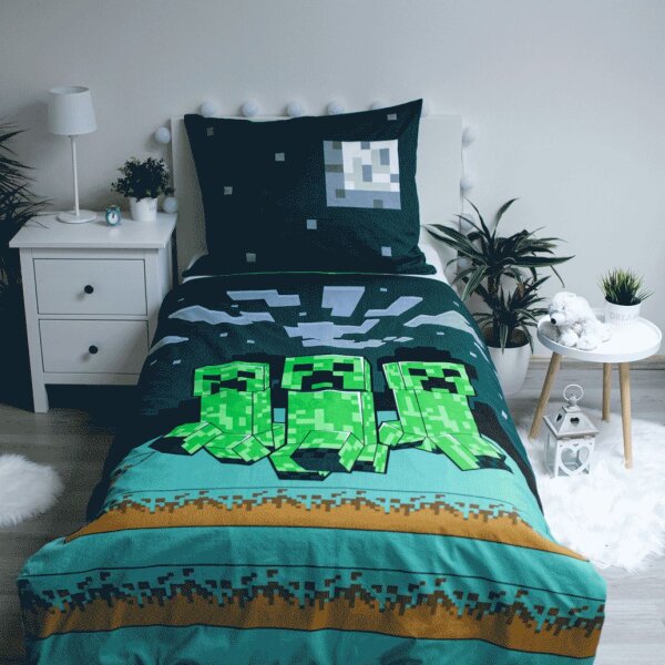 Jerry Fabrics Povlečení bavlna Minecraft Sssleep Tight 140x200, 70x90 cm