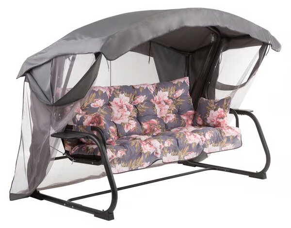 Zahradní houpačka Ravenna Lux Black Edition s moskytiérou a s bočními stolky A098-01PB PATIO 448630