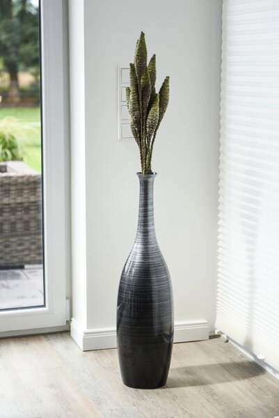 Váza DELGADA, sklolaminát, výška 77 cm, černo-stříbrná