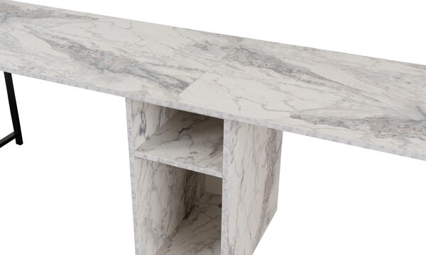 Kalune Design Kancelářská sestava pro 2 osoby TWIN bílý mramor/černá