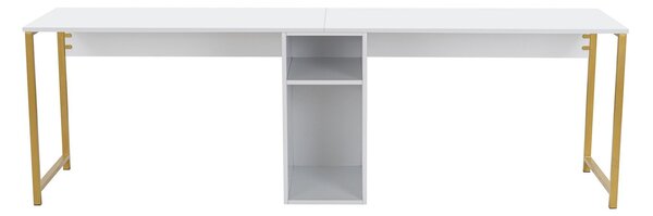 Kalune Design Kancelářská sestava pro 2 osoby TWIN bílá/zlatá