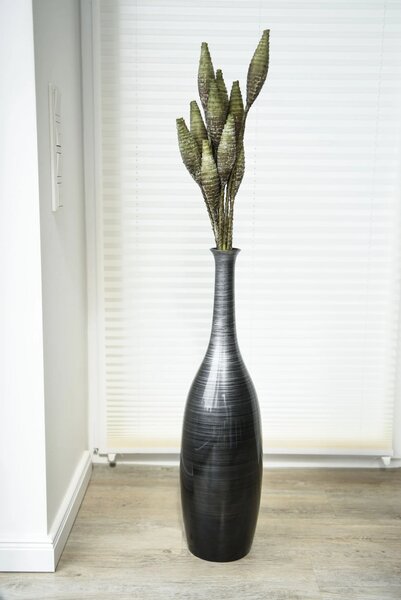 Váza DELGADA, sklolaminát, výška 77 cm, černo-stříbrná