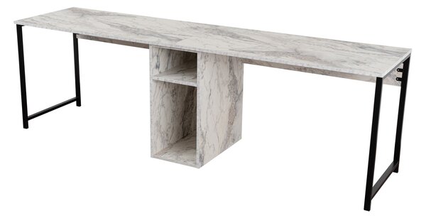 Kalune Design Kancelářská sestava pro 2 osoby TWIN bílý mramor/černá