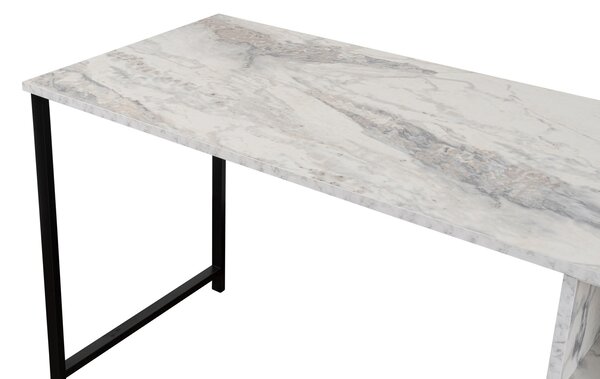 Kalune Design Kancelářská sestava pro 2 osoby TWIN bílý mramor/černá