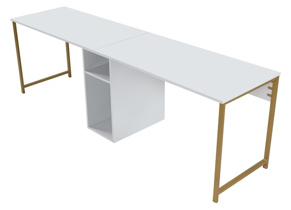 Kalune Design Kancelářská sestava pro 2 osoby TWIN bílá/zlatá