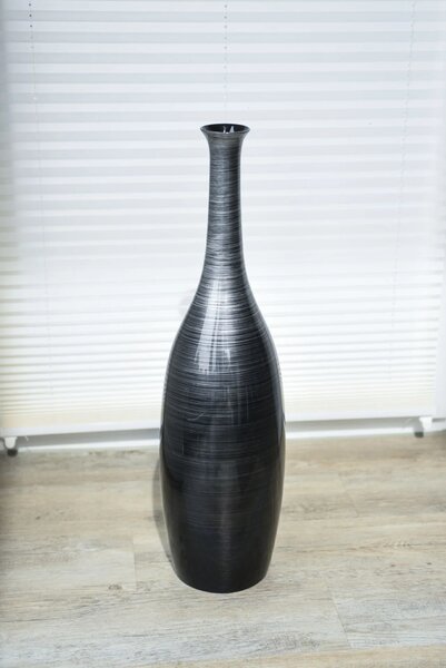 Váza DELGADA, sklolaminát, výška 77 cm, černo-stříbrná