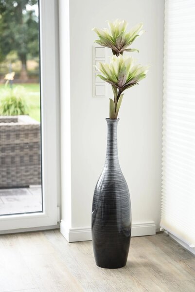 Váza DELGADA, sklolaminát, výška 77 cm, černo-stříbrná
