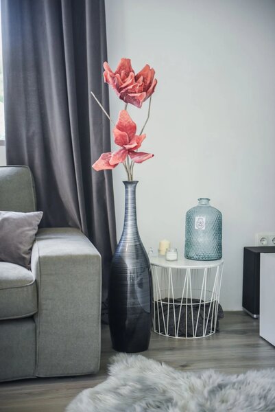 Váza DELGADA, sklolaminát, výška 77 cm, černo-stříbrná