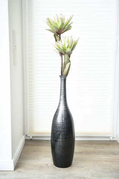 Váza DELGADA, sklolaminát, výška 77 cm, černo-stříbrná