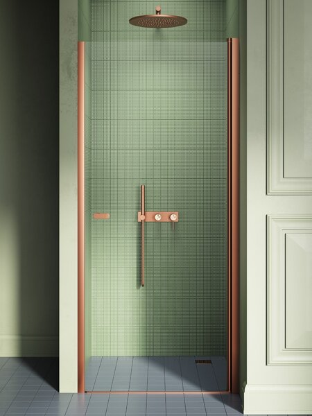 New Trendy New Soleo Copper Brushed sprchové dveře 70 cm sklopné měděná kartáčovaný/průhledné sklo D-0489A