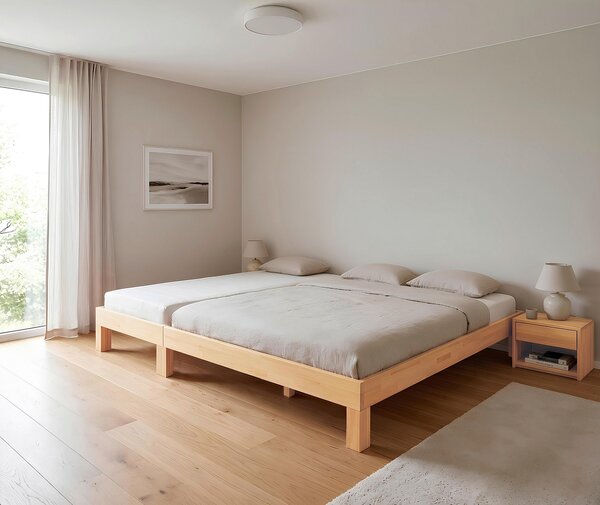 POSTEL PRO CELOU RODINU, 270/200 cm, jádrový buk MID.YOU - Manželské postele, Online Only