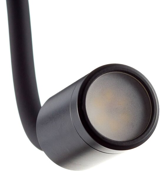 IDEAL LUX Flexibilní nástěnné svítidlo LED Focus, černé, Černá, Ložnice, kov, Moderní