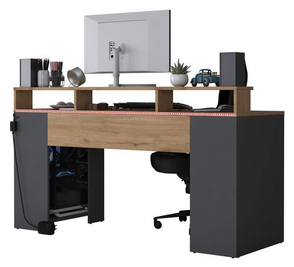 Kalune Design Psací stůl BOHEM s LED osvětlením ořech/antracit