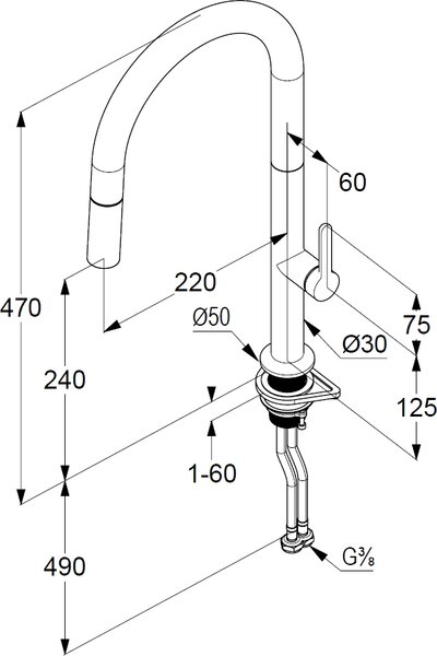 Kludi Aurea kuchyňská baterie stojící chrom 558520575