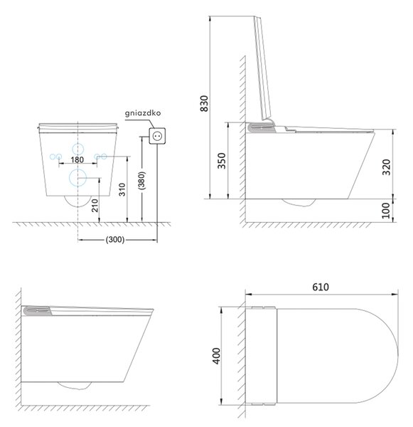 Clean Wave Breeze bidetové wc závěsné Bez oplachového kruhu s vírovým splachováním bílá CWB700