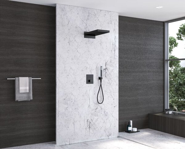 Kronenbach Spa hlavová sprcha 50x25 cm obdélníkový černá KBMBBPRBOR250-2-BL